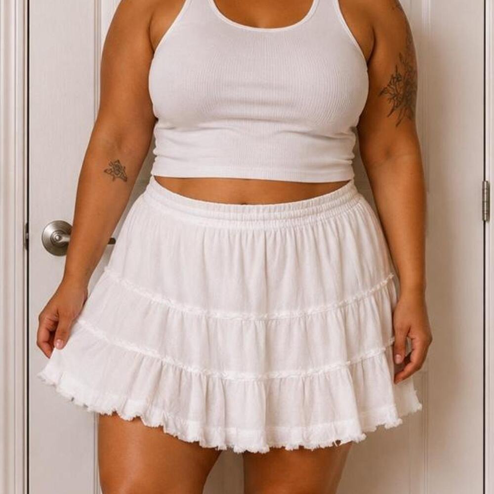 White tiered ruffle mini
